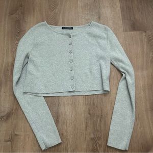 Brandy Melville ATHELIA KNIT CARDIGAN TOP Grey